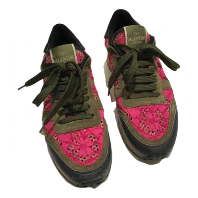 Pre-owned Valentino Garavani Rockrunner Cloth Trainers In Pink