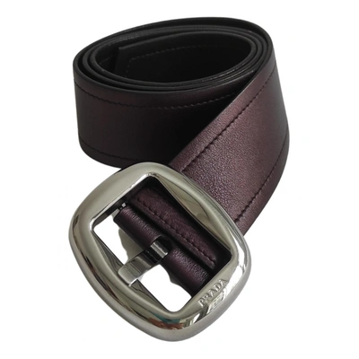 Pre-owned Prada Leather Belt In Purple