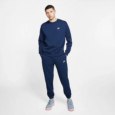 Nike Men's Sportswear Club Jersey Jogger Pants In Midnight Navy/midnight Navy/white