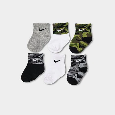 Nike Babies'  Boys' Infant And Toddler Gripper Quarter Socks (6-pack) Size 6-12 Month Knit In Multi