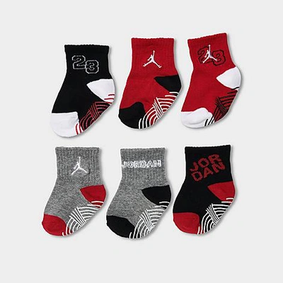Nike Babies' Jordan Boys' Infant And Kids' Toddler Jumpman Gripper Quarter Socks (6-pack) Size 6-12 Month Knit In Multi