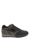 Hogan Sneaker H321 In Pelle Liscia E Suede In Grey/bordeaux