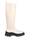 Staud Side Zip Leather Boots In Neutral