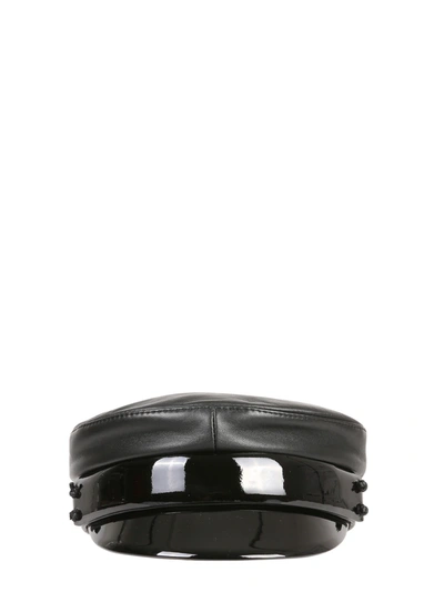 Ruslan Baginskiy Patent Leather-trim Baker Boy Hat In Black