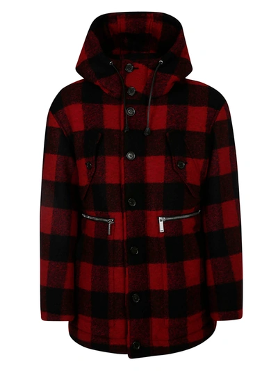 Dsquared2 Checked Single-breasted Coat In Black