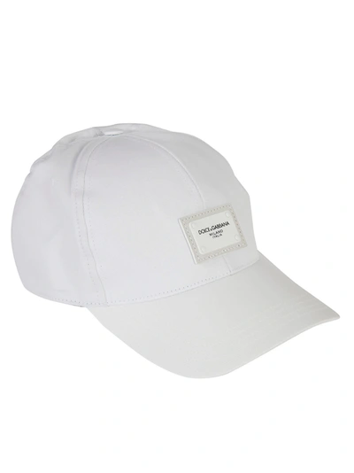Dolce & Gabbana Logo Patched Baseball Cap In Bianco Ottico