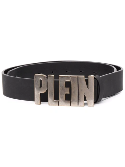 Philipp Plein Logo-plaque Leather Belt In Black