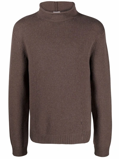 Filippa K Roll-neck Knit Jumper In Dark Taupe Melange