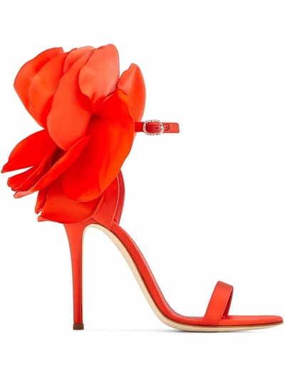 Giuseppe Zanotti Peony Satin-trim Sandals In Rot