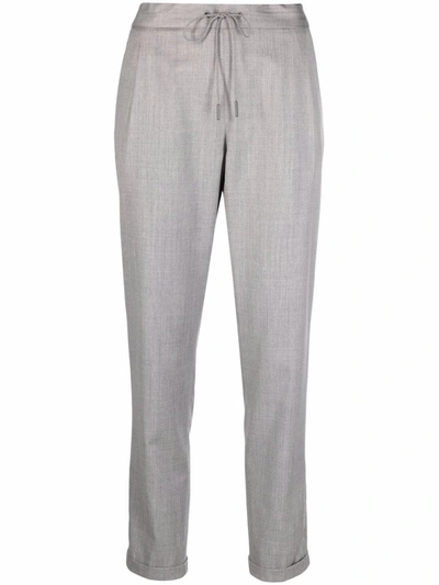 Fabiana Filippi Mid-rise Drawstring Virgin Wool Trousers In Grey