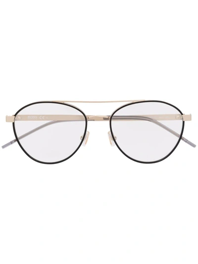 Hugo Boss Polished-effect Round-frame Glasses