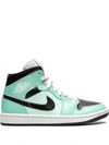 Jordan Air  1 Mid "aqua Black" Sneakers In Green