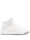 Valentino Garavani One Stud High-top Panelled Leather Trainers In White