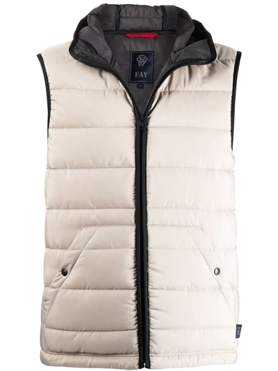 Fay Zip-up Padded Gilet In Nude