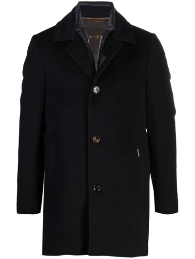 Moorer Layered Single-breasted Wool Coat In Black