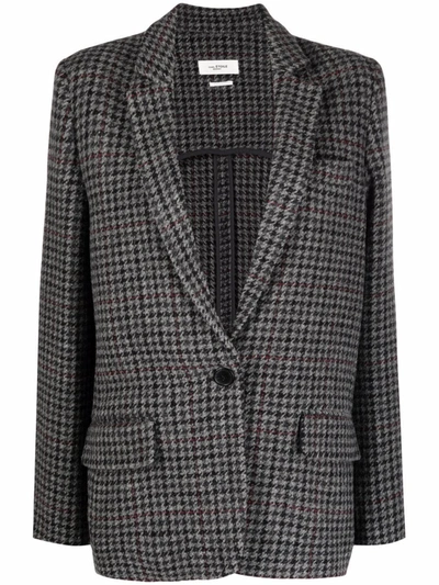 Isabel Marant Étoile Houndstooth Single-breasted Blazer In Anthracite