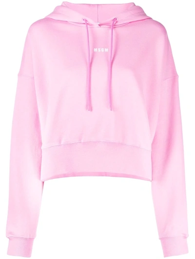 Msgm Logo印花棉质连帽衫 In Pink