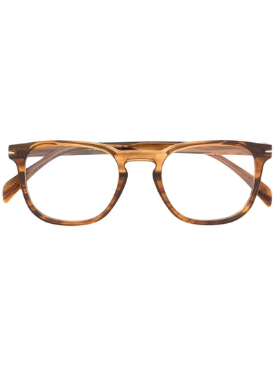 Eyewear By David Beckham Marble-effect Glasses In Braun