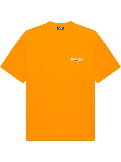 Balenciaga Logo大廓型针织t恤 In Orange