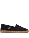 Saint Laurent Canvas Slip-on Espadrilles With Embroidered Logo Detail In Black