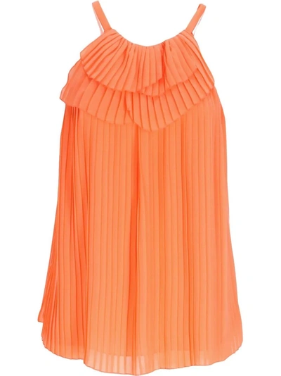 Emporio Armani Halterneck Pleated Blouse In Orange