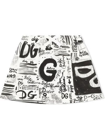 Dolce & Gabbana Kids' Graffiti Logo Print Skirt In Multicolor