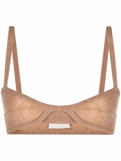 Khaite Beige Cashmere 'the Eda' Bralette In Brown