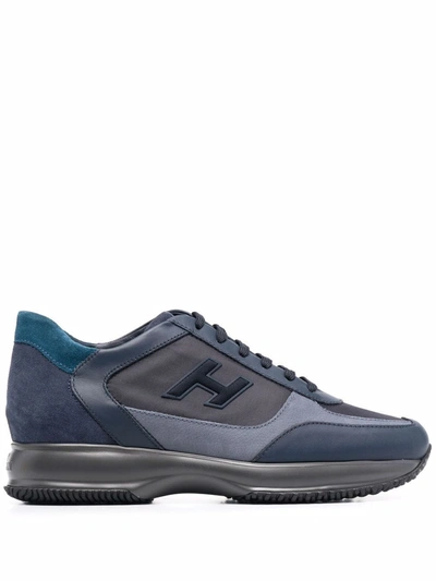 Hogan Sleek Leather And Suede H Shoes In Blue