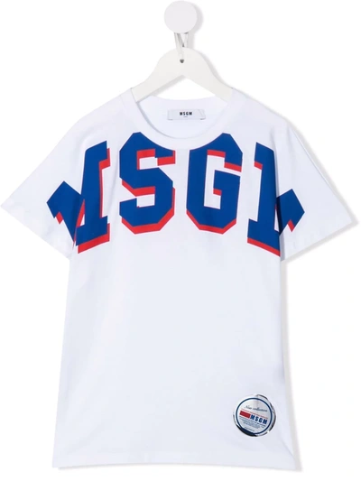 Msgm Kids' Logo-print T-shirt In Bianca