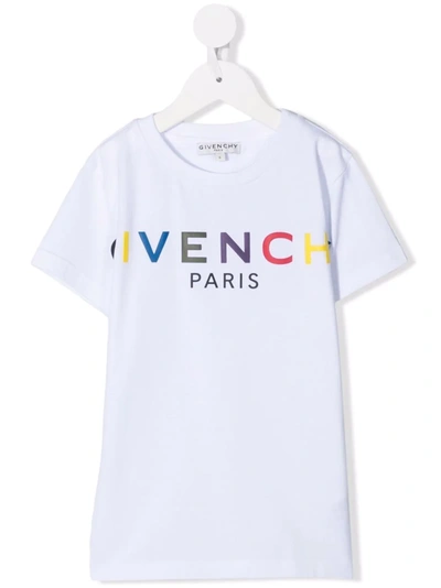 Givenchy Kids' White Cotton T-shirt With Multicolor Logo Print