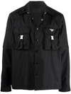 Prada Pockets-detail Re-nylon Shirt In Black