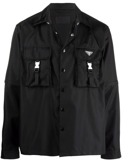 Prada Re-nylon Convertible Shirt In Nero