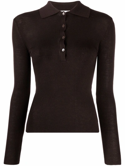 P.a.r.o.s.h Ribbed-knit Wool Top In Braun