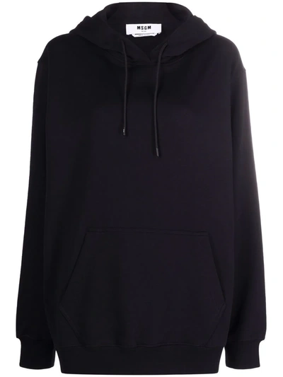 Msgm Logo-trimmed Hoodie In Black