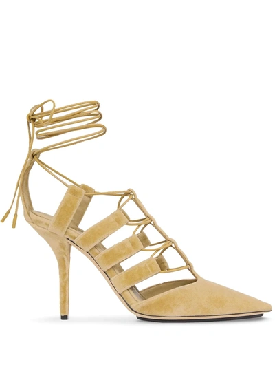 Burberry Cut-out Velvet Laced Pumps In Neutrals