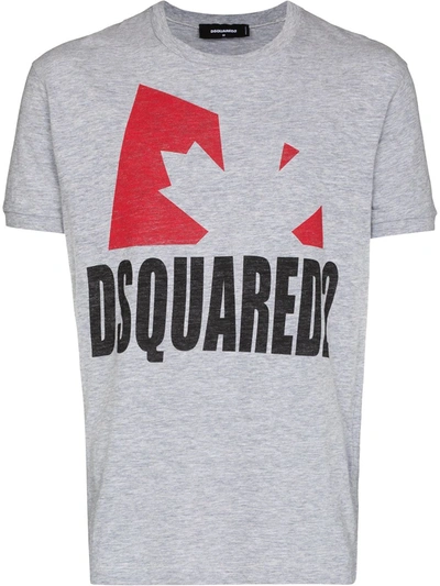 Dsquared2 Leaf Print Short-sleeve T-shirt In Gray
