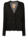 Uma Wang Frayed-edge Cashmere Cardigan In Grey