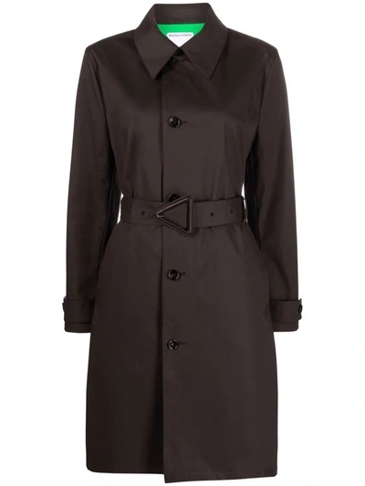 Bottega Veneta Double Cotton Trench Coat In Brown