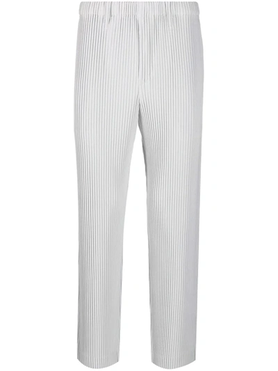 Issey Miyake Pleated Straight Trousers In Grey