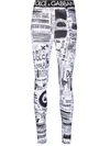Dolce & Gabbana Logo Script-print Ankle Lycra Leggings In Schwarz