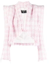 Balmain Strong-shoulder Houndstooth Tweed Jacket In White