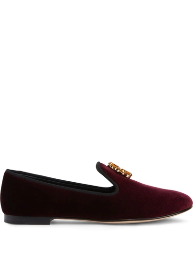 Giuseppe Zanotti Dalila Velvet Loafers In 红色