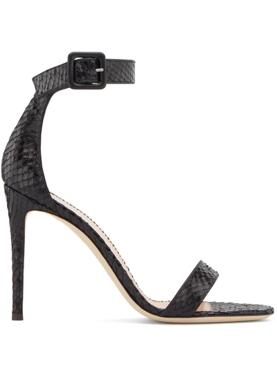Giuseppe Zanotti Neyla Snakeskin-effect Leather Sandals In Black