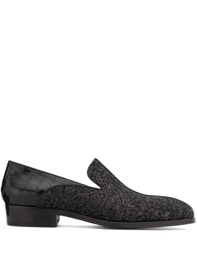 Giuseppe Zanotti Benson Glitter-detail Leather Loafers In 黑色