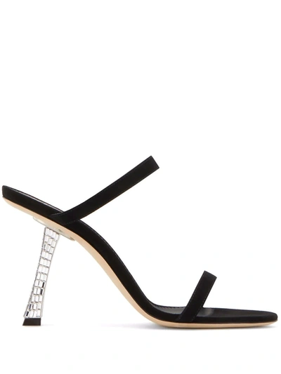 Giuseppe Zanotti Farrah Crystal Heel Sandals In 黑色