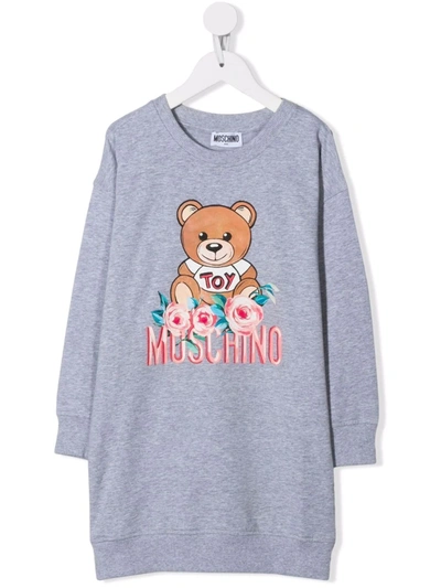 Moschino Toy Bear Print Dress In Grey