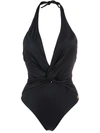 BRIGITTE TWIST-DETAIL HALTERNECK SWIMSUIT