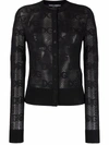 Dolce & Gabbana Open-work Cardigan With Jacquard Logo In Black