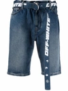 Off-white Denim Bermuda With Belt In Blue