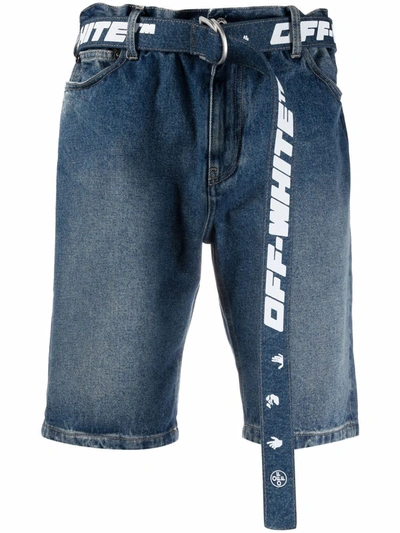 Off-white Denim Bermuda With Belt In Blue